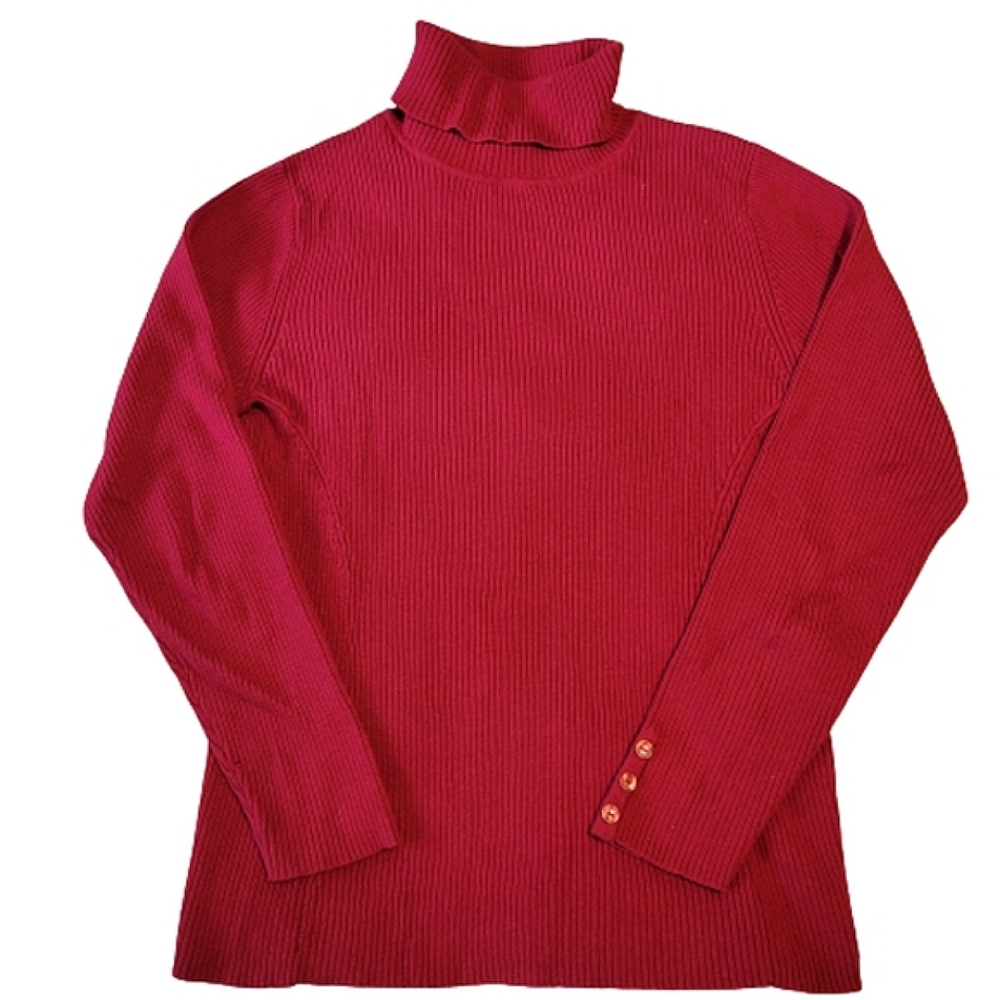 Coldwater Creek women's red knitted long-sleeved turtleneck size small 6 to 8